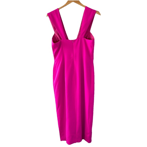 NWT Jay Godfrey Womens Deep V Midi Cocktail Party Dress Sz‎ 10 Fuschia - Picture 6 of 13